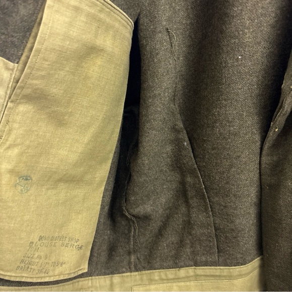 Vintage 1950s Women’s Ladies Tweed Wool Style Jacket Size 9 Green Military Style - Picture 4 of 11